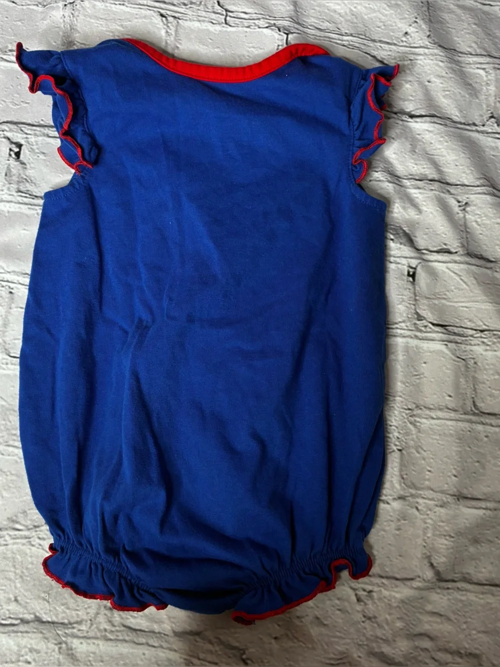5/$20 MLB Chicago Cubs Baseball Baby Girls One Piece Glitter Logo 12M Blue Red